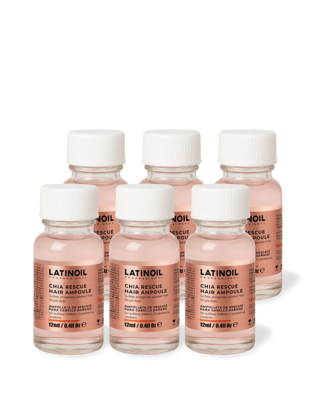 Pack de 6 ampolletas Chía Rescue Ampoule 12 ml para reparar y nutrir el cabello dañado