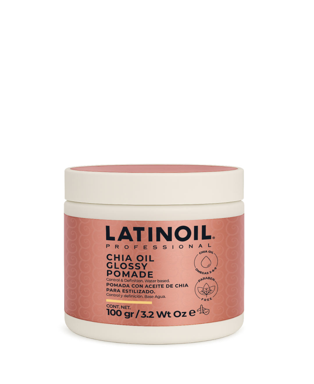 Pomada capilar Latinoil Chia Oil Glossy Pomade frasco 100g